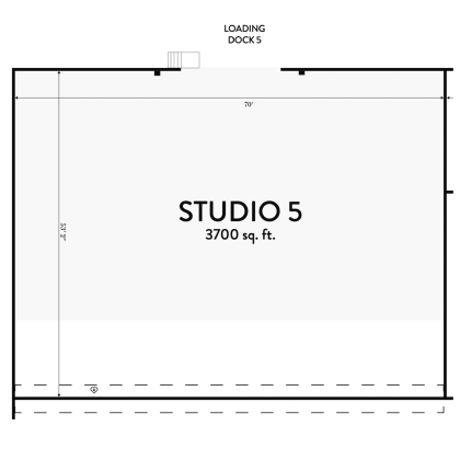 A large, open creative studio space rental with a private loading dock.